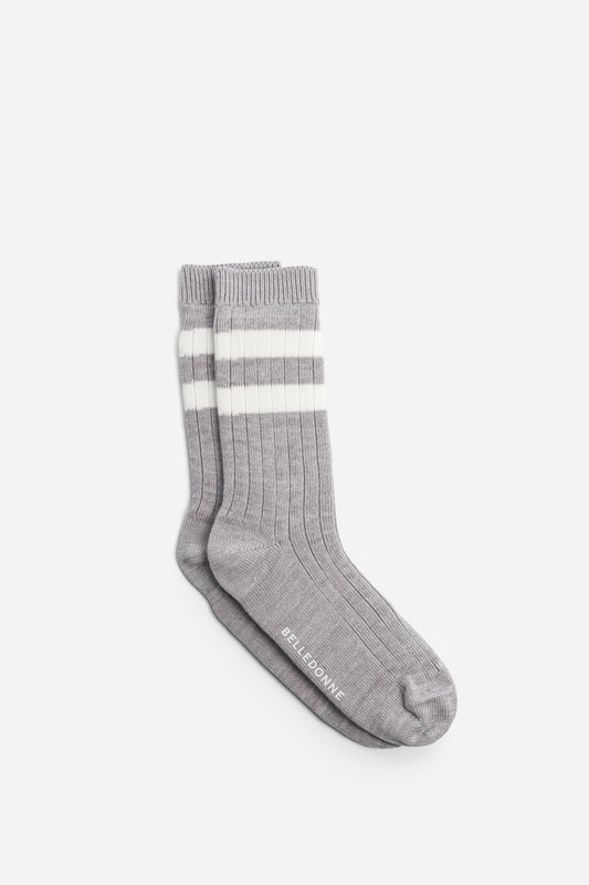 Chaussettes texturées double bandes - Gris